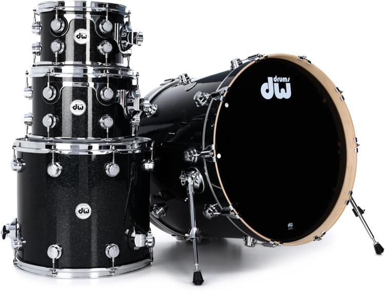 Фото Ударная установка клён DW Collectors Finish Ply  22"-10"-12"-16" без стоек и малого, мокрый асфальт