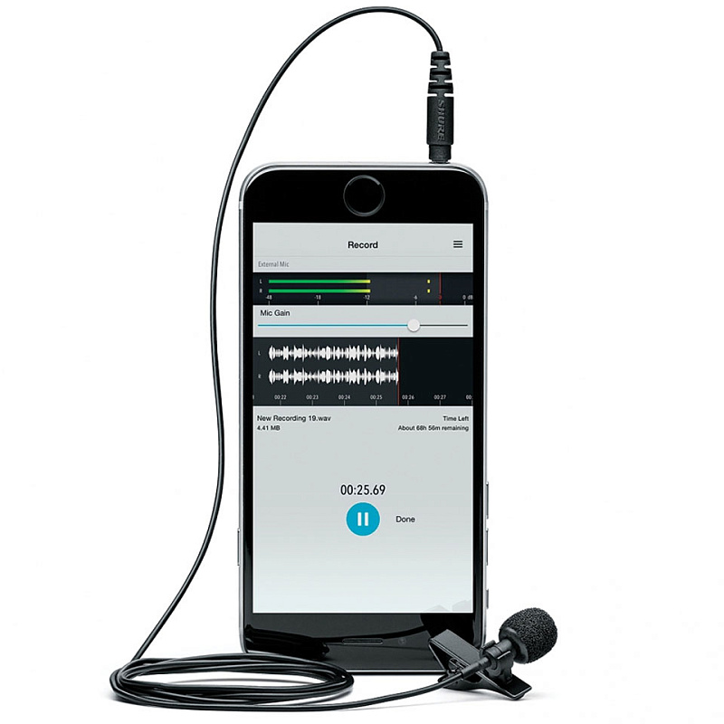Фото SHURE MVL конденсаторный петличный микрофон для записи на мобильный телефон или планшетный компьютер