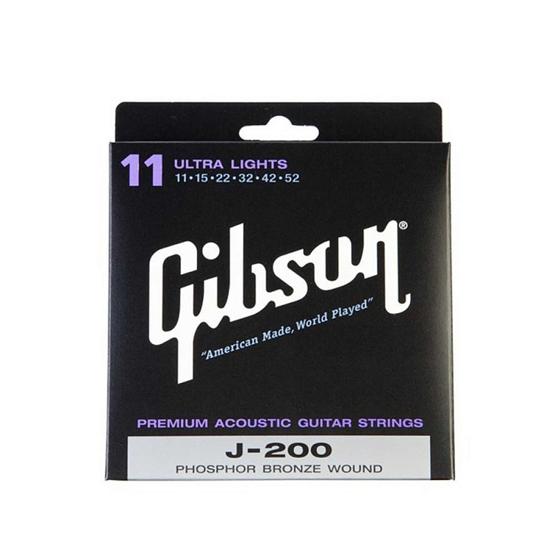 Фото GIBSON SAG-J200UL J200 PHOS BRONZE ACOUS .011-.052 струны для акустической гитары 0.011-0.052, фосфорная бронза