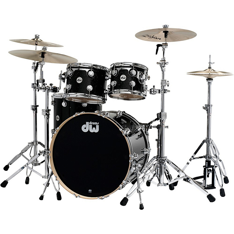 Фото Ударная установка клён DW Collectors Finish Ply  22"-10"-12"-16" без стоек и малого, мокрый асфальт