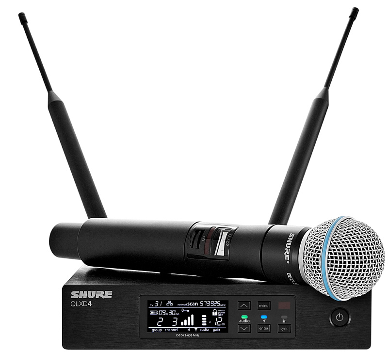 Фото SHURE QLXD24E/SM58 K51 606 - 670 MHz вокальная радиосистема с ручным передатчиком SM58
