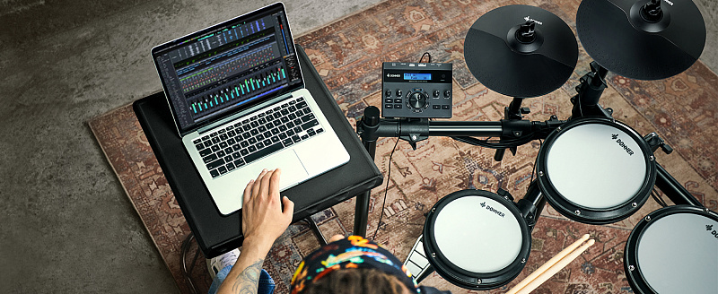 Фото Электронная ударная установка DONNER DED-200 Electric Drum Set  5 Drums 3 Cymbals